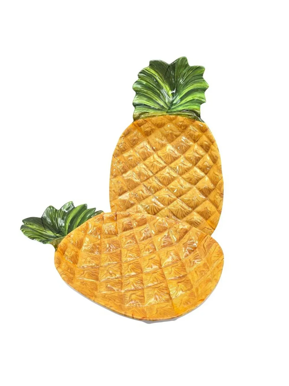 Pineapple Shaped Serving Plates Set Of 2 For Luau Hawaiian Theme Party dh930